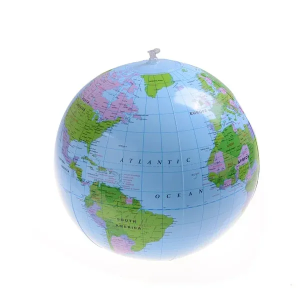 Educational Inflatable World Globe Map Beach Ball Toy 30-40cm Geography Learning Tool