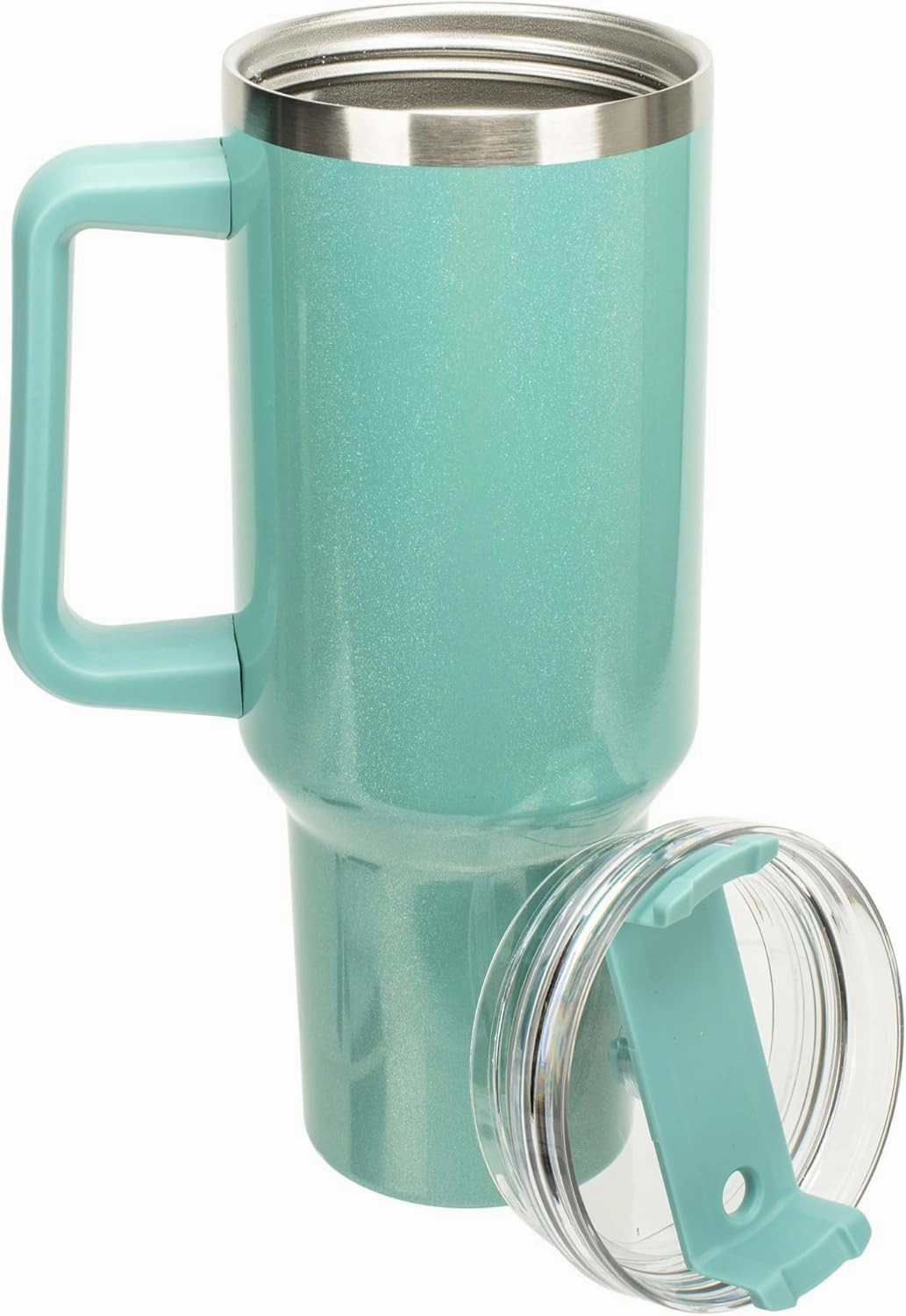 Elanze Designs Majestic Flying Dragon 40 oz. Stainless Steel, Large Water Bottle Coffee Mug, Spill & Leak Resistant, Thermal Travel Tumbler with Handle, Lid & Straw, Teal