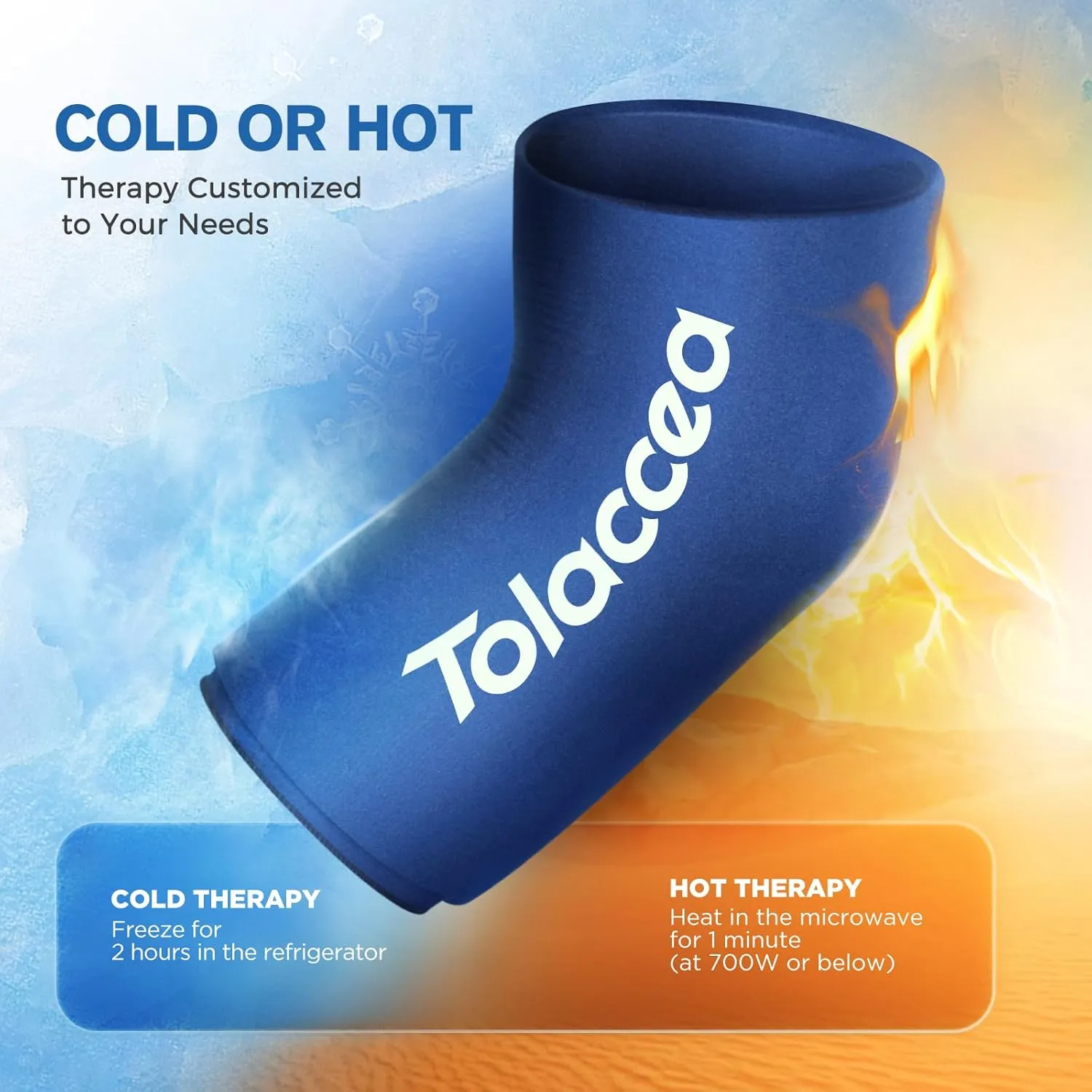 Elbow and Knee Ice Pack - Cold Ice Sleeve with Reusable Gel & Cold Therapy Compression for Knee, Shin Splints, Calf Strain, Flexible Ice Pack for Tennis Elbow, Tendinitis (Large (Pack of 1), Blue)