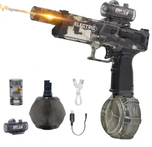 Electric Water Gun for Adults & Kids - Automatic LED Water Blaster with 26ft Range, 500mL Tank & 90Min Playtime, Rechargeable Outdoor Pool Toys for Summer, Beach Battles, and Backyard Fun