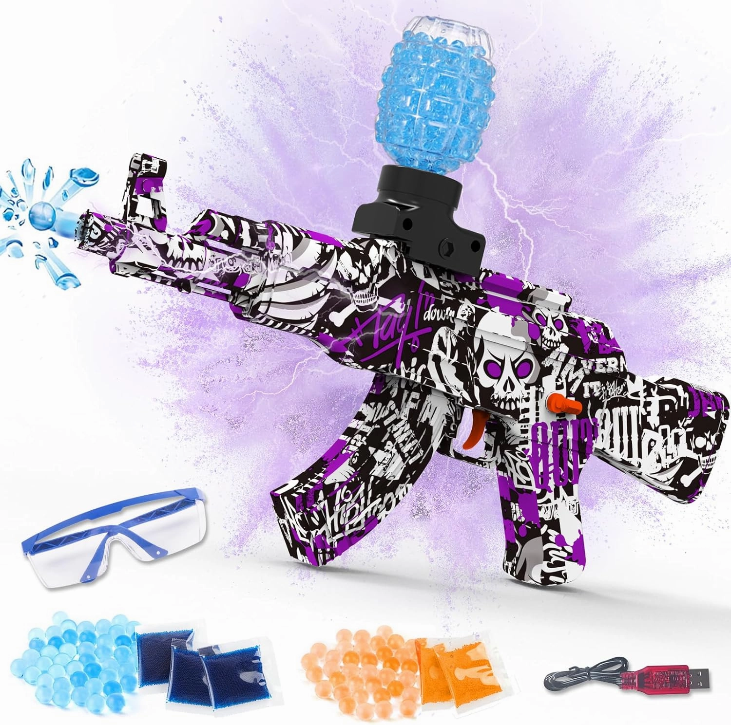 Electric Gel Ball Blaster,AKM Splat High-Speed Splatter Ball Toy,Outdoor Activities-Fighting Shooting Team Game for Summer Toy Ages 14 