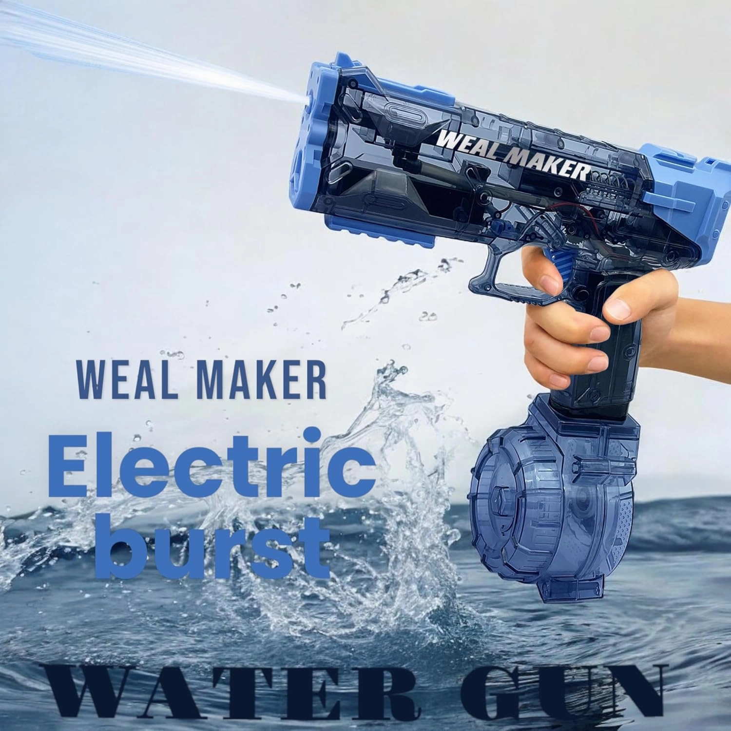 Electric Water Gun Toy, 2-in-1, Great for Kids and Adults, Birthday Parties, Weddings, Housewarmings, Blue