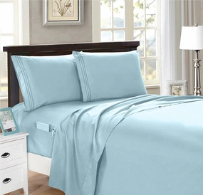 Elegant Comfort 4-Piece Full- Smart Sheet Set! Luxury Soft 1500 Premier Hotel Quality Wrinkle and Fade Resistant with Side Storage Pockets on Fitted Sheet, Full, Aqua Blue