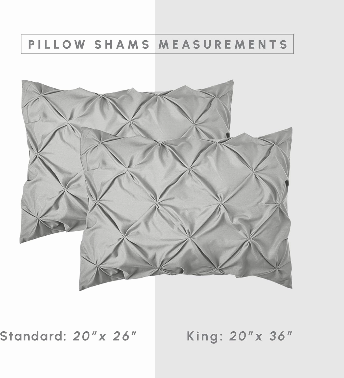 Elegant Comfort 8-Piece Pinch Pleated Comforter Set - All Season Complete Bed in a Bag, Includes 4pc Smart Sheet Set, Bed Skirt, Comforter, Matching Pillowcases and Shams, King/Cal King, Light Gray