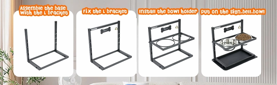 Elevated Dog Bowls For Large Sized Dog,Raised Dog Bowl Stand Adjustable Height With Two 1.7 L Stainless Steel