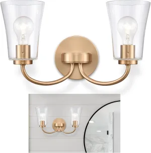 Elk Home 17-inch Emily Vanity Light - EC89263/2 Vanity Light in Clear Glass and Brushed Gold - LED Bulb and Dimmer Compatiable, Traditional and Modern Farmhouse Décor Wall Light Fixture