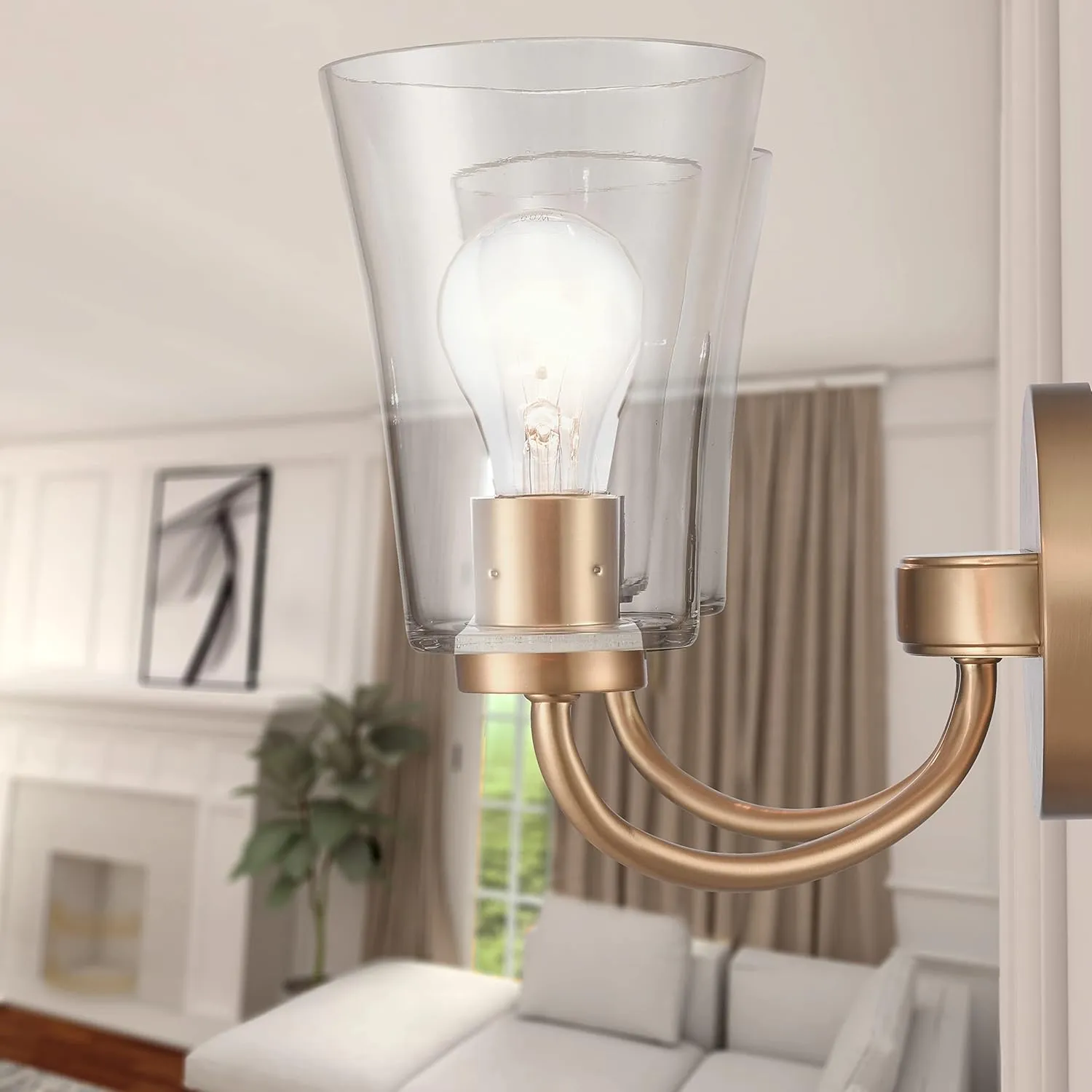 Elk Home 17-inch Emily Vanity Light - EC89263/2 Vanity Light in Clear Glass and Brushed Gold - LED Bulb and Dimmer Compatiable, Traditional and Modern Farmhouse Décor Wall Light Fixture