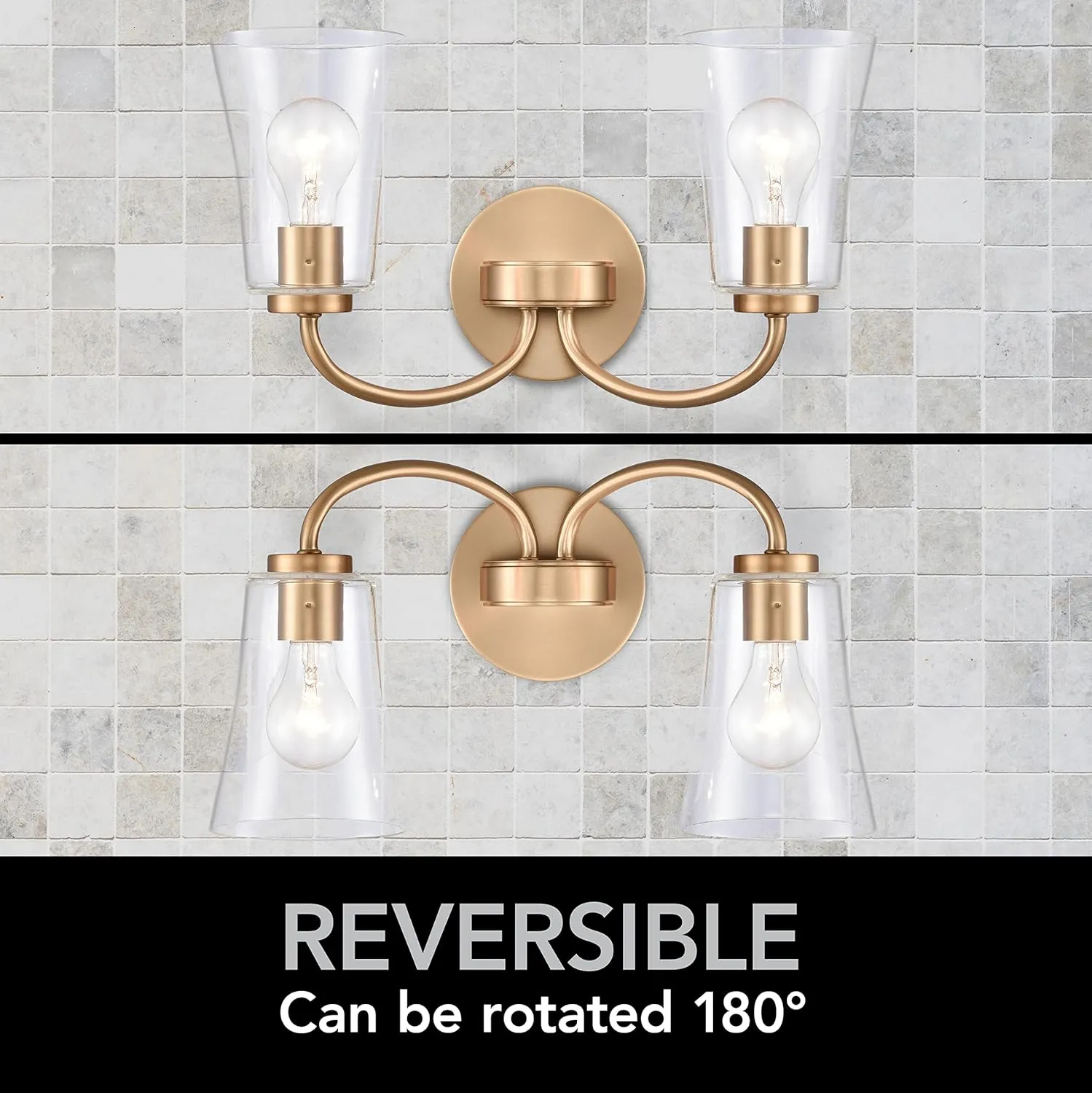 Elk Home 17-inch Emily Vanity Light - EC89263/2 Vanity Light in Clear Glass and Brushed Gold - LED Bulb and Dimmer Compatiable, Traditional and Modern Farmhouse Décor Wall Light Fixture