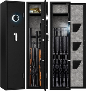 EMAXEE 4-5 Rifle Gun Safe, Gun Cabinet for Home Rifle and Pistols with Upgraded Digital Keypad and LED Light, Quick Access Firearm Safes & Cabinets with Removable Shelf and Racks