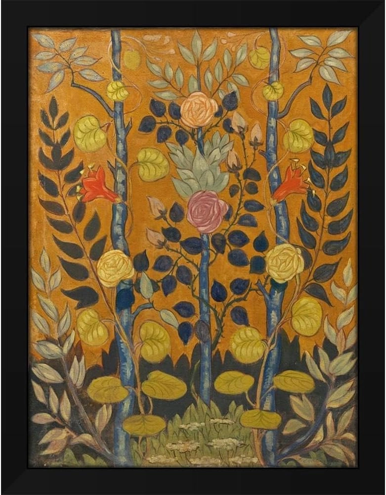 Emile Bernard 36x48 Huge Black Modern Framed Art Print Titled: The Roses (1888)