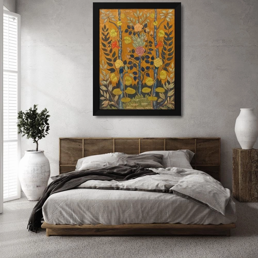 Emile Bernard 36x48 Huge Black Modern Framed Art Print Titled: The Roses (1888)