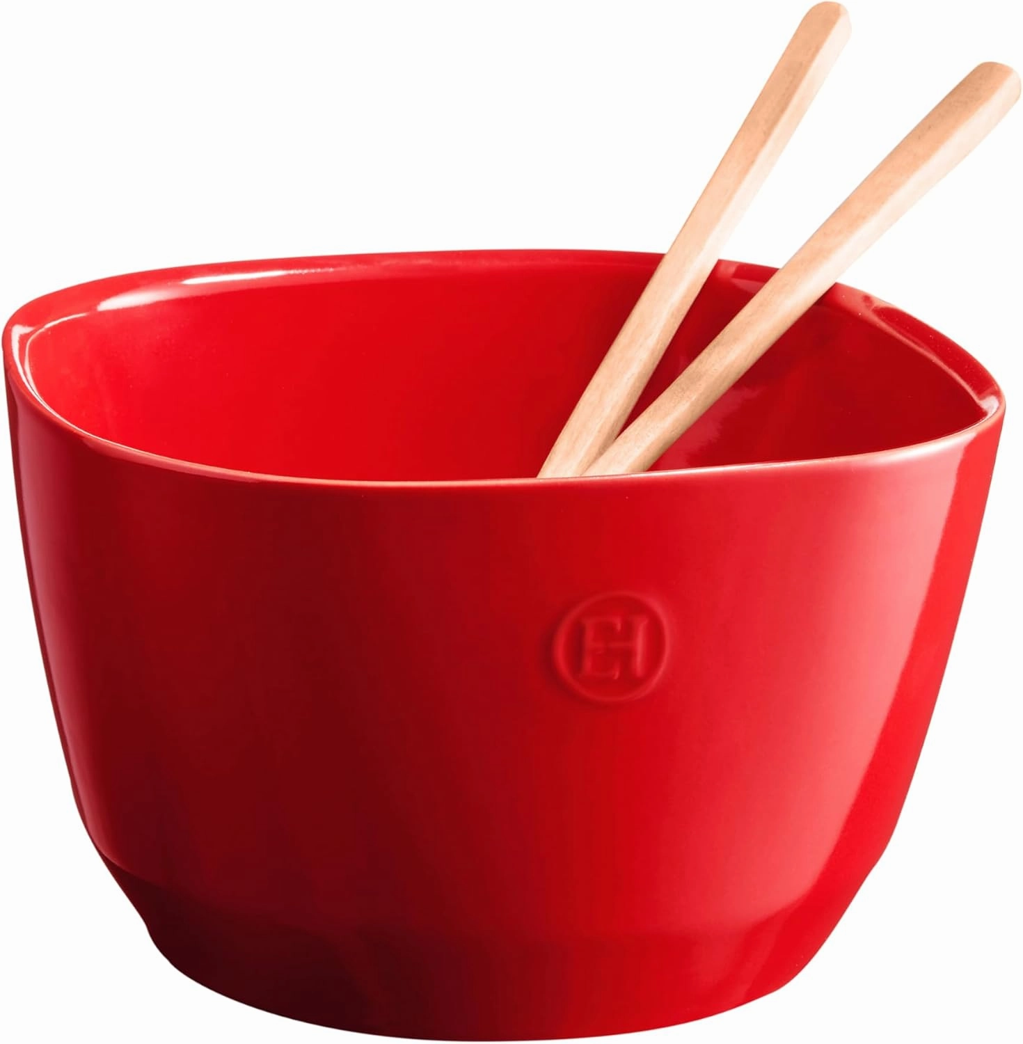 Emile Henry Made in France Ceramic Medium Salad Bowl 8.75"x 8.6"x 5.5"- 3.5Qt |Burgundy