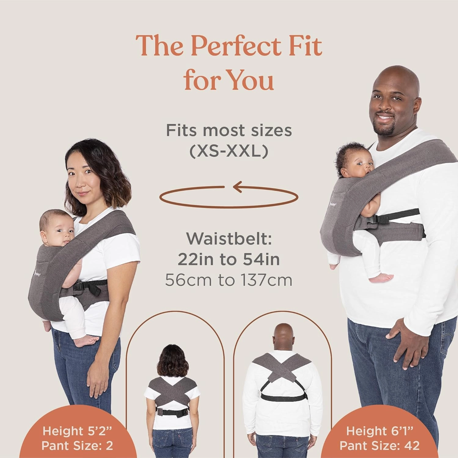 Ergobaby Embrace Cozy Newborn Baby Wrap Carrier (7-25 Pounds), Ponte Knit, Heather Grey
