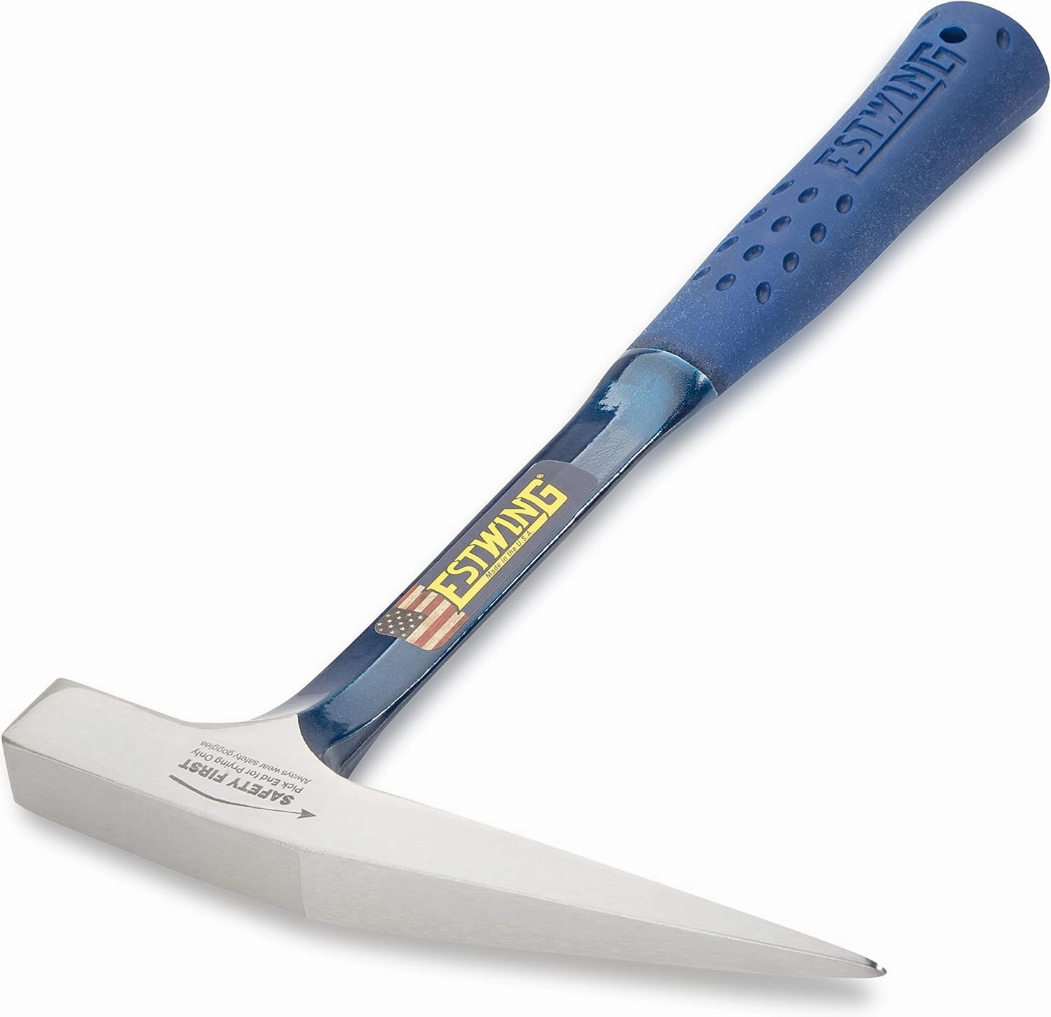 ESTWING Rock Pick - 13 oz Geology Hammer with Smooth Face & Shock Reduction Grip - E3-13P