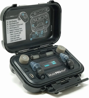 Etymotic MusicPro Elite - Rechargeable High-Fidelity Electronic Musician Earplugs with Active Hearing Protection - Includes Multiple Eartips   Water-Resistant Portable Recharging Case