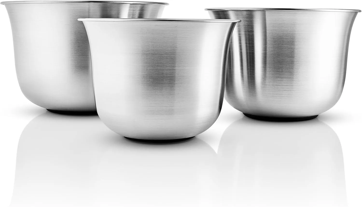 Eva Solo | Green tools Mixing bowl set 3 pcs. | Set of three stackable mixing bowls with round base and tall sides | Brushed steel