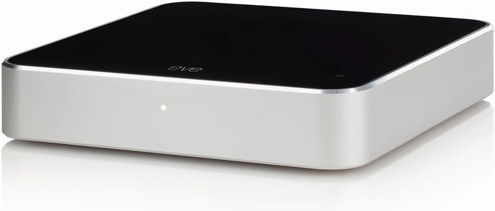 Eve Play – Audio Streaming Interface for AirPlay, Upgrade to AirPlay audio streaming, Latency compensation, digital-to-analog converter, Three audio outputs, Apple Home, Ethernet, 2.4/5 GHz Wi-Fi