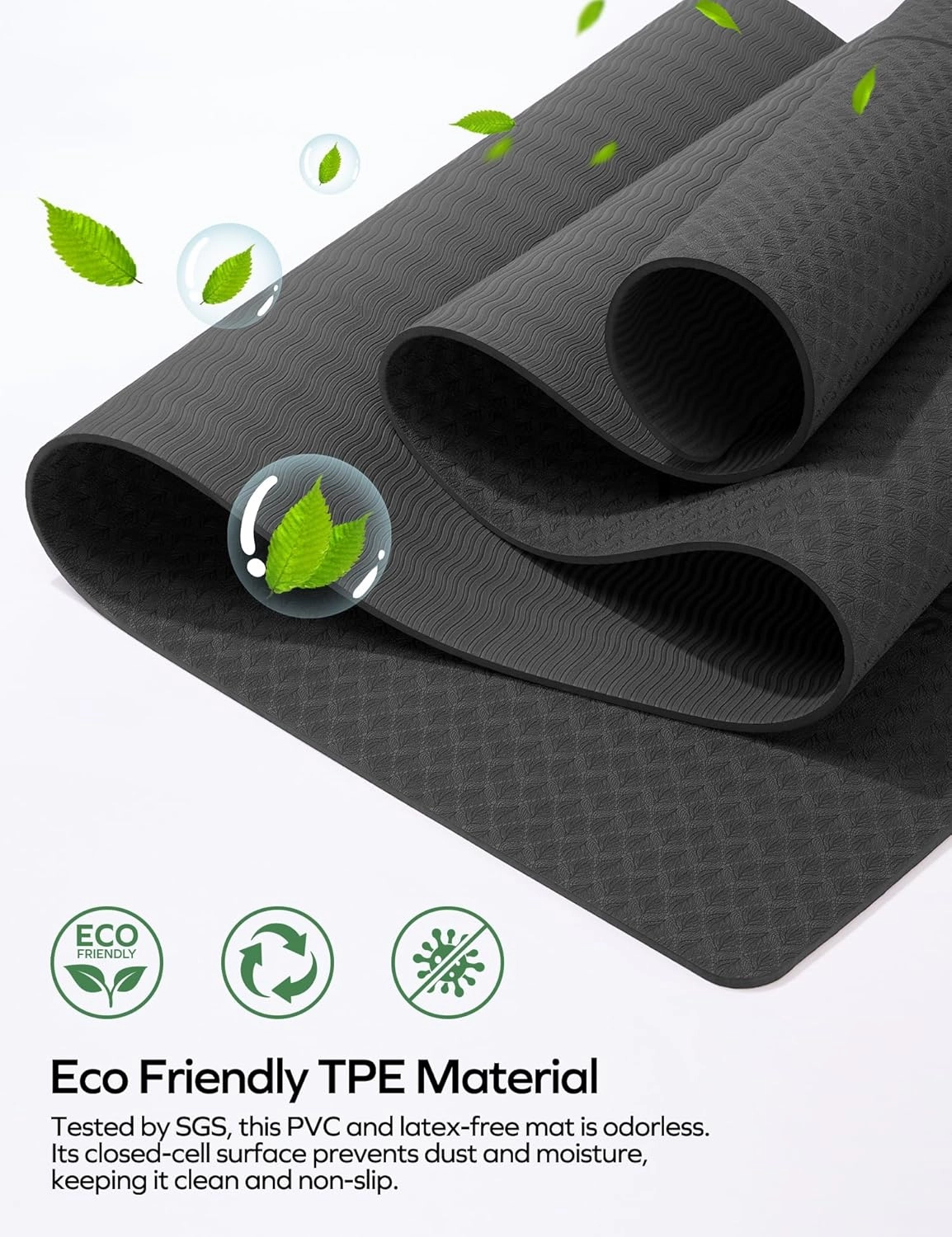 Ewedoos Eco Friendly Yoga Mat with Alignment Marks TPE Yoga Mat Non Slip Hot Yoga Mat Thick 1/4'' Anti-Tear Surfaces Exercise Mats for Home Workout Fitness Pilates