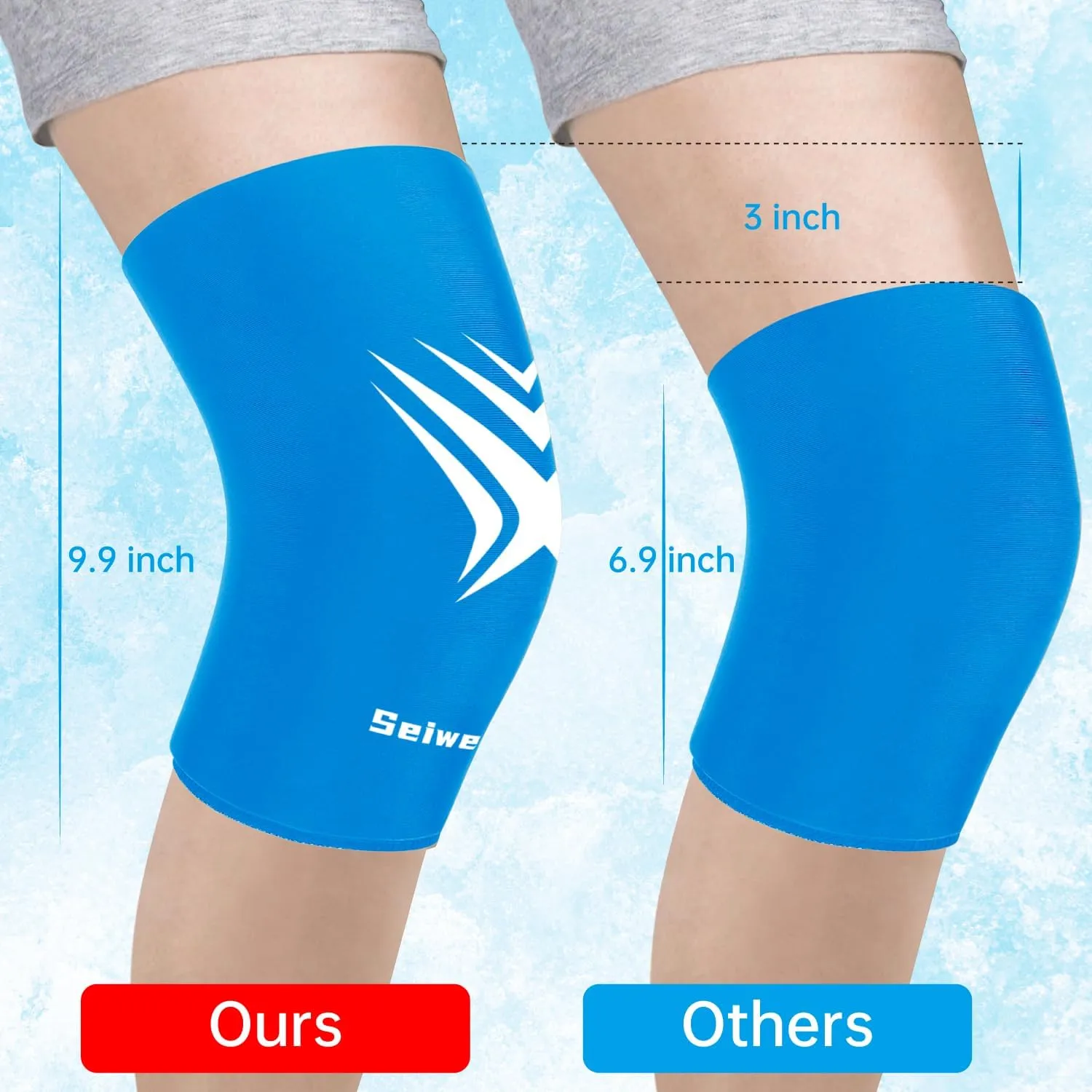 Extended Leg Knee Ice Pack Wrap for Injuries Compression, Reusable Soft Gel Freeze Knee Brace for Swelling, Knee Replacement Surgery, Cold Compress Therapy for Arthritis, Meniscus Tear and ACL