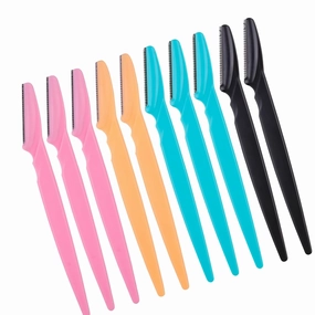 Eyebrow Shaping Razor, 10‑Pc Stainless Steel Facial Hair Trimmer with Protective Cap – Mixed Colors – Dermaplaning Skin Razor for Women & Men (Mixed)