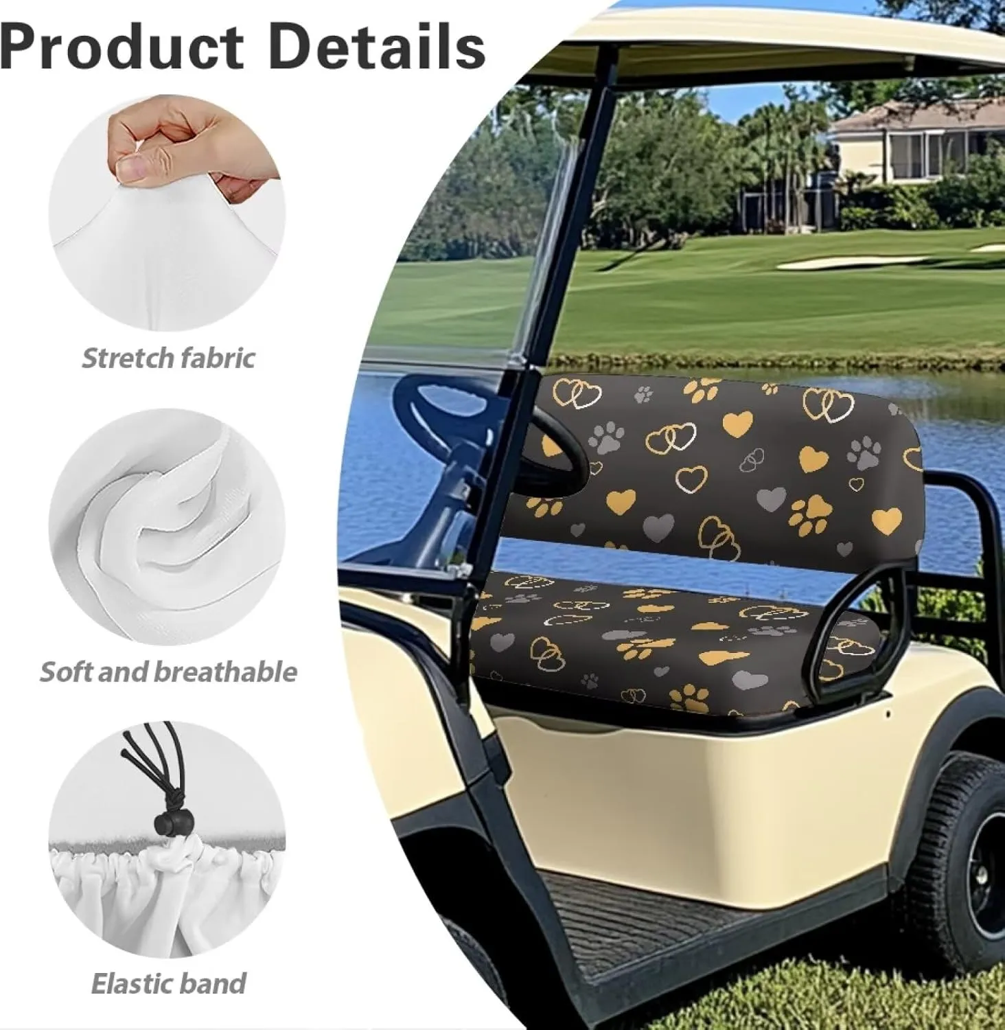 EZGO RXV Seat Covers with Elastic Edges - Heavy-Duty Universal Size for Club Car Precedent All-Season Protection