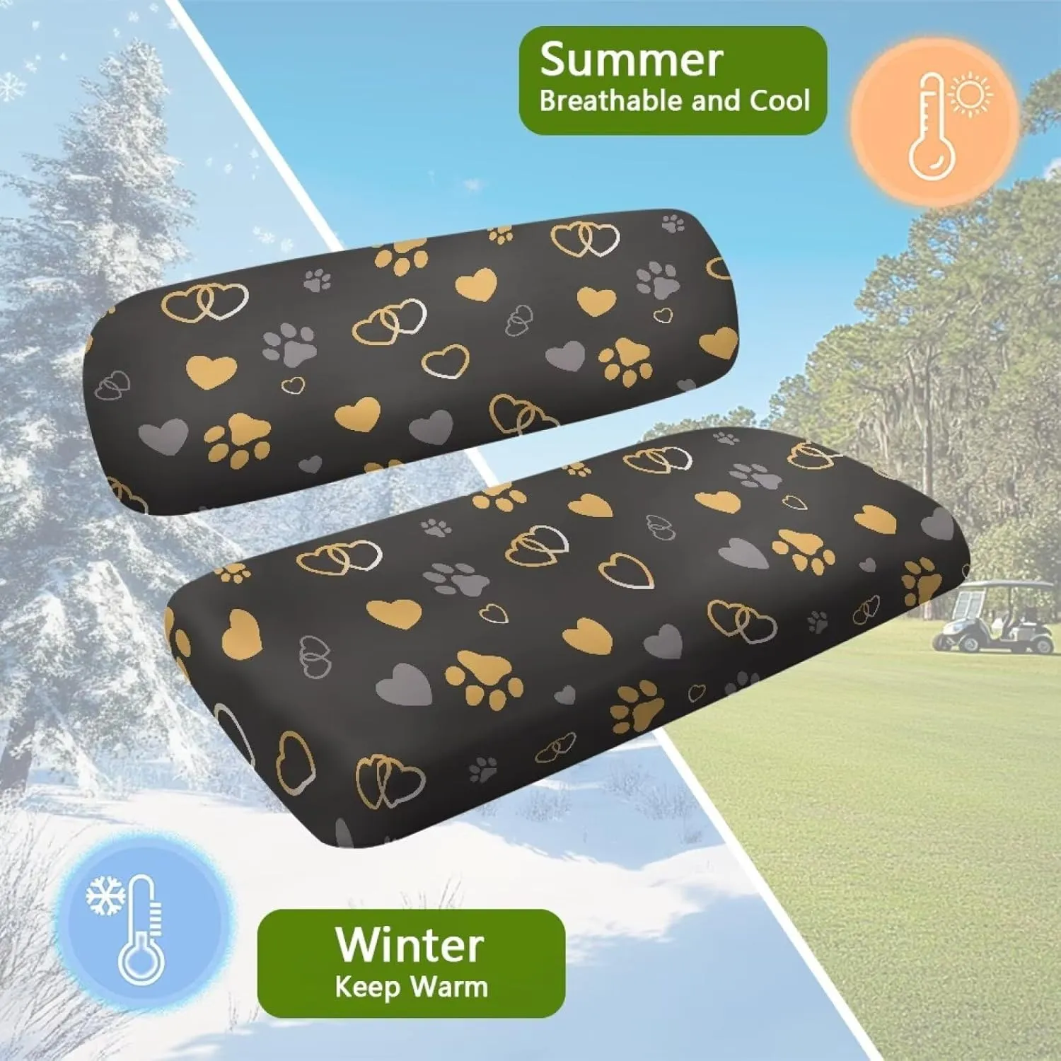EZGO RXV Seat Covers with Elastic Edges - Heavy-Duty Universal Size for Club Car Precedent All-Season Protection