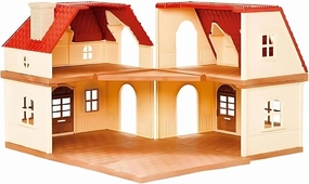 Family 2 LED Light Villa Dollhouse Playset with Miniature Doll Figure, Furniture and Accessories Included