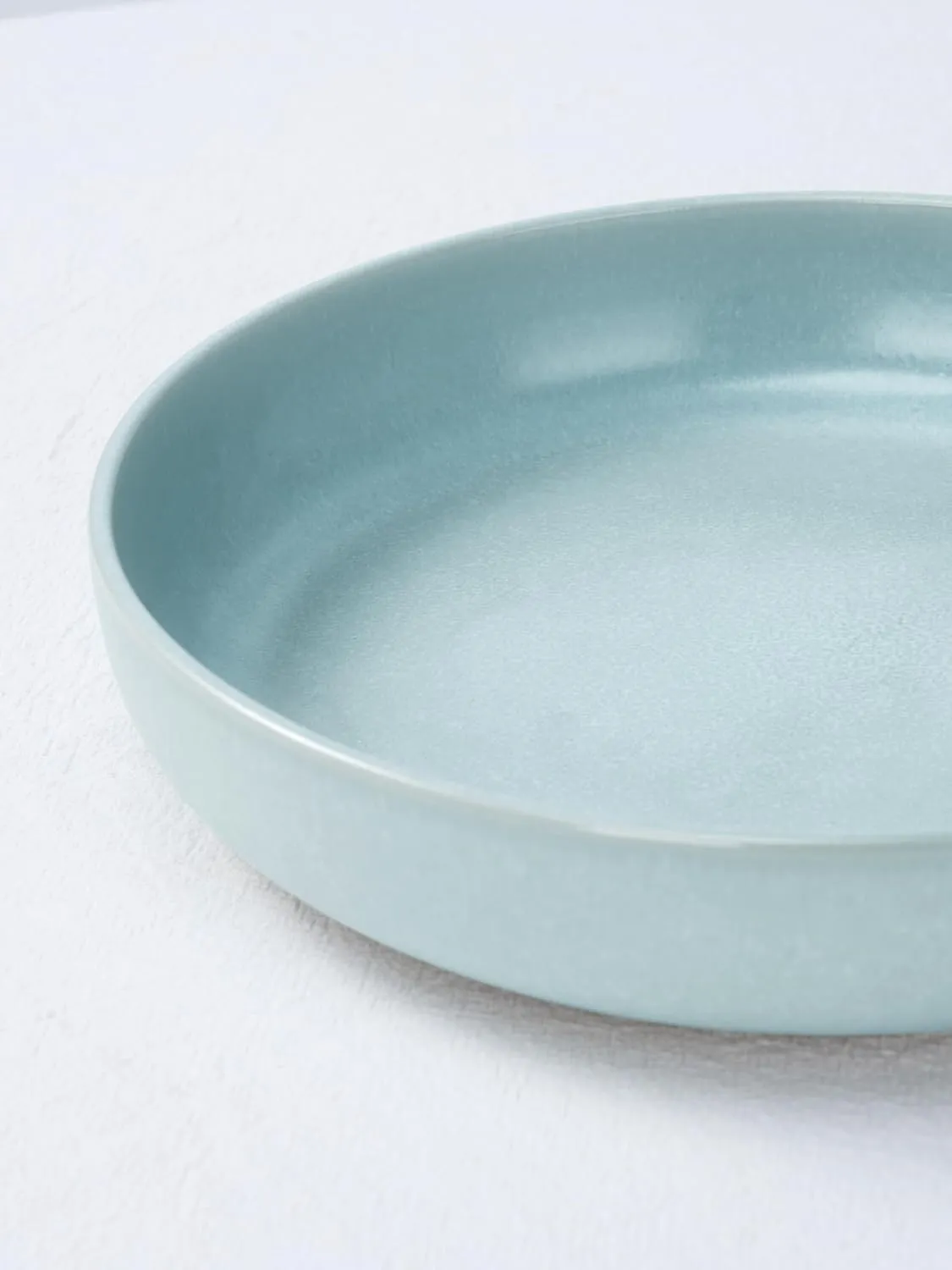 famiware Milkyway Pasta Bowls Set of 4, 8.5" Large Salad Bowls, Double Reactive Glaze, Sturdy & Stackable, Ideal for Housewarming, Festivals, Light Blue
