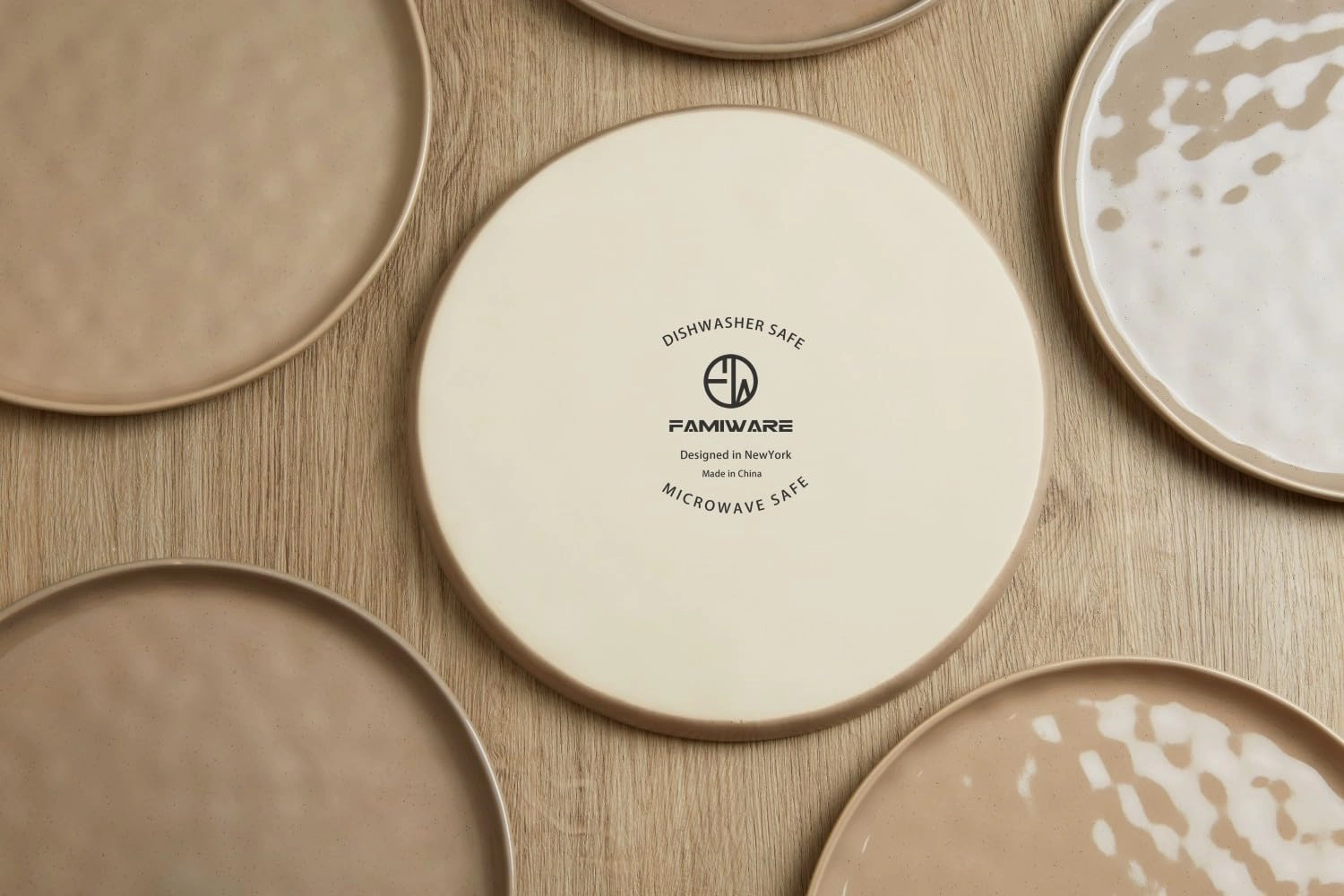 Famiware Mars Plates and Bowls Set, 12 Pieces Dinnerware Sets, Dishes Set for 4, Cinnamon Brown