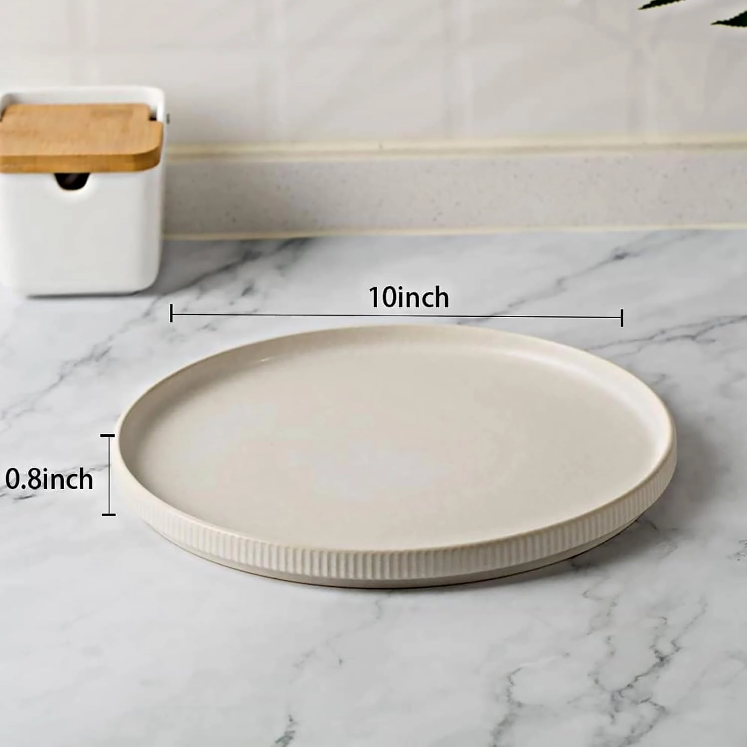 famiware Star Dinner Plates for 6, 10 inches Plate Set, Scratch Resistant, Stoneware Dinnerware, Kitchen Modern Rustic Serving Dishes, Matte White