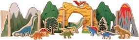 FF433 Happy Architect - Dinosaurs - Set of 22 - Ages 2  - Wooden Blocks for Preschoolers and Elementary Aged Kids - Create Prehistoric Habitats for Jurassic Adventures