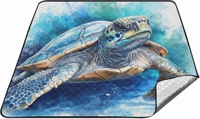 Fierce Turtle Reptile Blue Waterproof Outdoor Picnic mat Water Resistant Grass Sand Resistant Beach Blanket for Ground Concert Blanket Mantas para parques