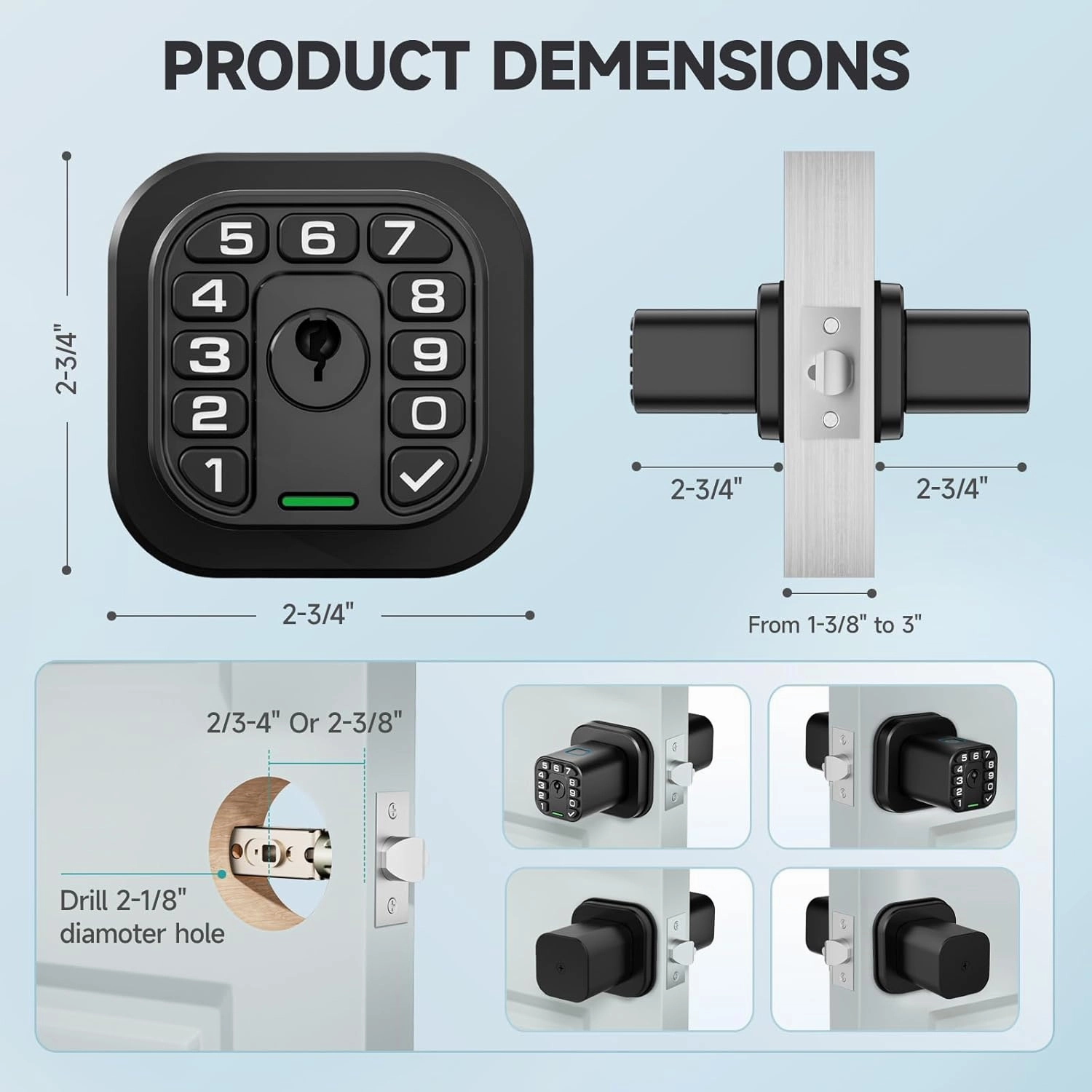Fingerprint Door knob, Smart Biometric Door Lock with Keypad, Keyless Entry Code Door Knob, Waterproof & Weatherproof, Auto Lock,Voice Navigation, for Bedroom, Gate,Office