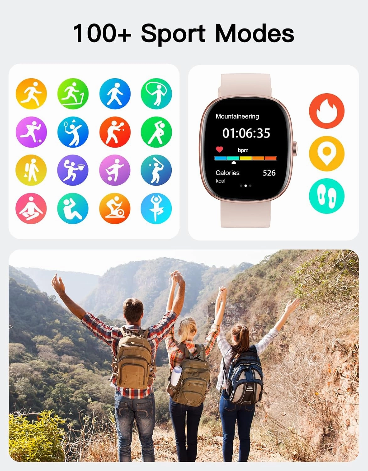 Fitness Tracker 2025 Ver. (Answer/Make Calls), 1.85" Smart Watch Fitness Watches for Women Men with 24/7 Heart Rate Blood Oxygen Monitor Sleep Tracker 100  Sport Modes IP68 Waterproof (Pink)