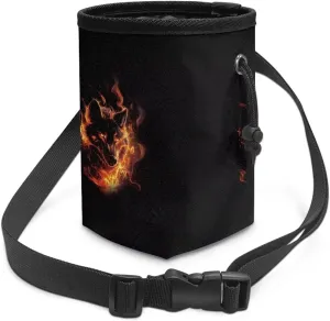 Flaming Wolf Print Dog Treat Pouch Hand Free Dog Walking Bag Easily Carries Treat Bag for Dogs Clip Waist Belt Fanny Pack Easily Carries Pet Kibble,Treats