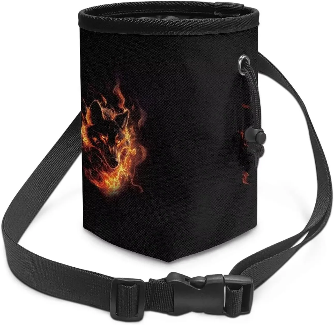 Flaming Wolf Print Dog Treat Pouch Hand Free Dog Walking Bag Easily Carries Treat Bag for Dogs Clip Waist Belt Fanny Pack Easily Carries Pet Kibble,Treats