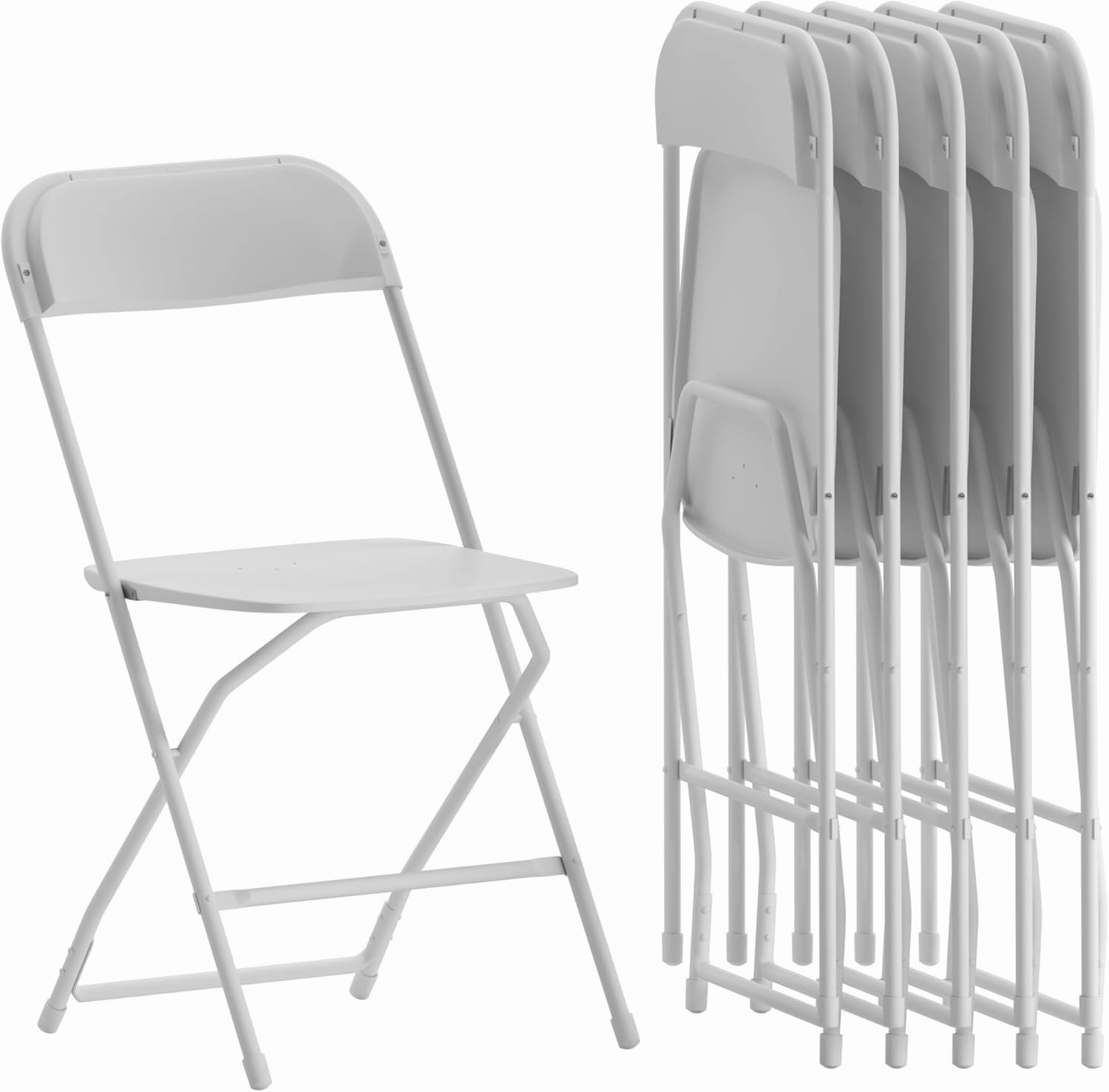 Flash Furniture Hercules Series Plastic Folding Chairs for Parties and Weddings, Stackable Commercial Event Seats with 650-lb. Static Weight Capacity, Set of 6, White