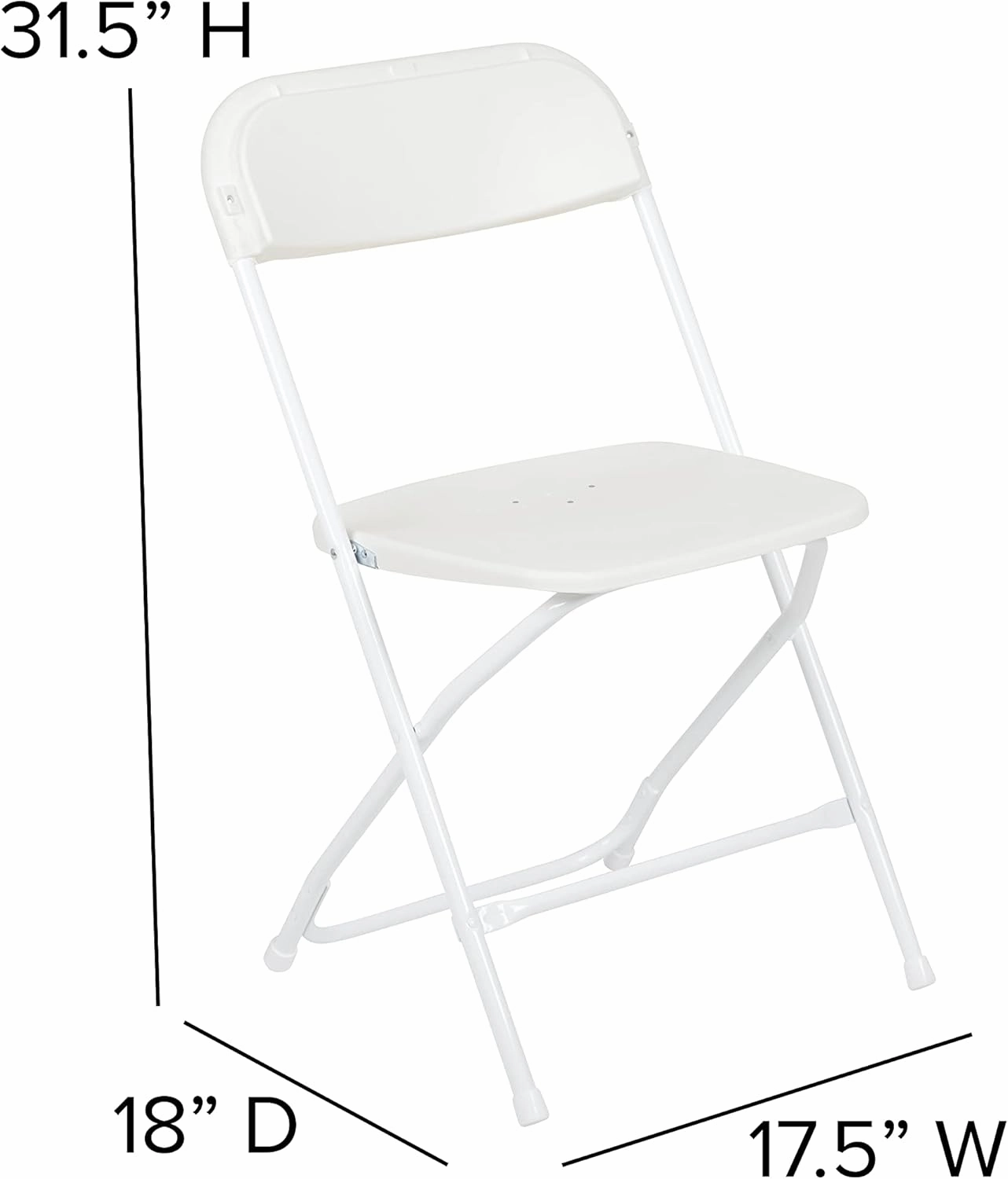 Flash Furniture Hercules Series Plastic Folding Chairs for Parties and Weddings, Stackable Commercial Event Seats with 650-lb. Static Weight Capacity, Set of 6, White