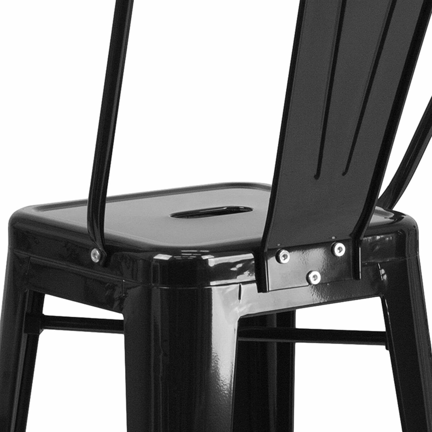 Flash Furniture Lily Commercial Grade 4 Pack 30" High Black Metal Indoor-Outdoor Barstool with Removable Back