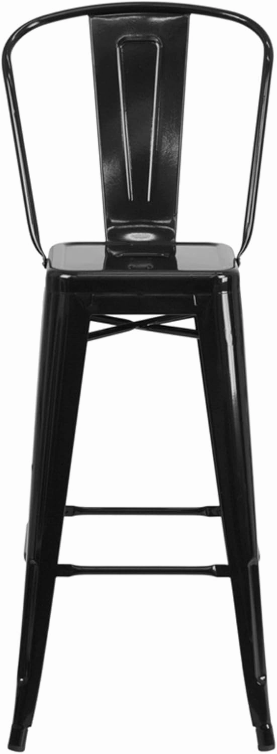 Flash Furniture Lily Commercial Grade 4 Pack 30" High Black Metal Indoor-Outdoor Barstool with Removable Back