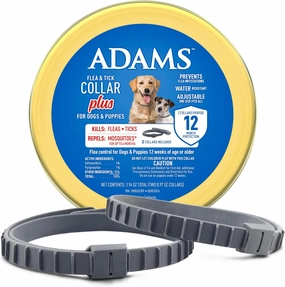 Flea & Tick Collar Plus for Dogs & Puppies |2 Pack |12-Month Protection |One Size Fits All Dogs & Puppies 12 Weeks and Older |Kills Fleas and Ticks |Repels Mosquitoes (excluding California)