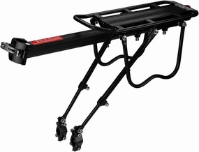 Flexzion Bike Rear Rack Mount - Bicycle Back Seat Pannier Luggage Backpack Cargo Basket Carrier Rack Adjustable Aluminum Alloy for Road MTB Mountain Folding Bike with Red Reflector 110Lb Capacity
