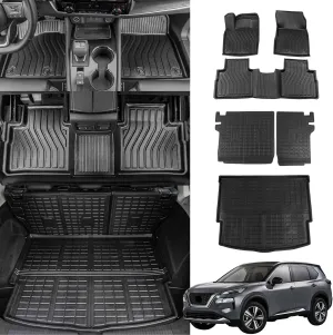 Floor Mats Compatible with 2021-2025 Nissan Rogue Trunk Mat Cargo Liner TPE All Weather Back Seat Cover Protector 2024 Rogue Accessories (Rear Trunk Mat Backrest Mats Floor Mats)
