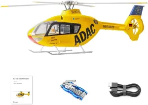 FLYWING EC135 Remote Control Helicopter for 16 , 470 Size 2.4G 6CH Military RC Simulation Helicopter with H1 Flight Controller and GPS, 4 Detachable Propellers (PNP Version)
