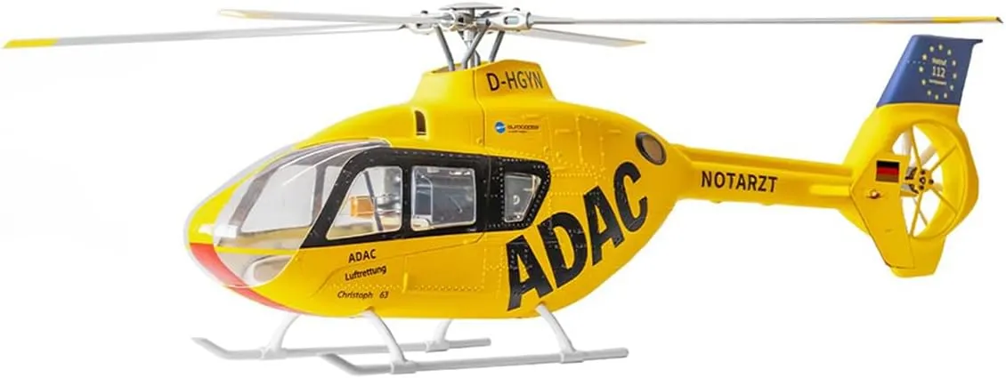 FLYWING EC135 Remote Control Helicopter for 16 , 470 Size 2.4G 6CH Military RC Simulation Helicopter with H1 Flight Controller and GPS, 4 Detachable Propellers (PNP Version)
