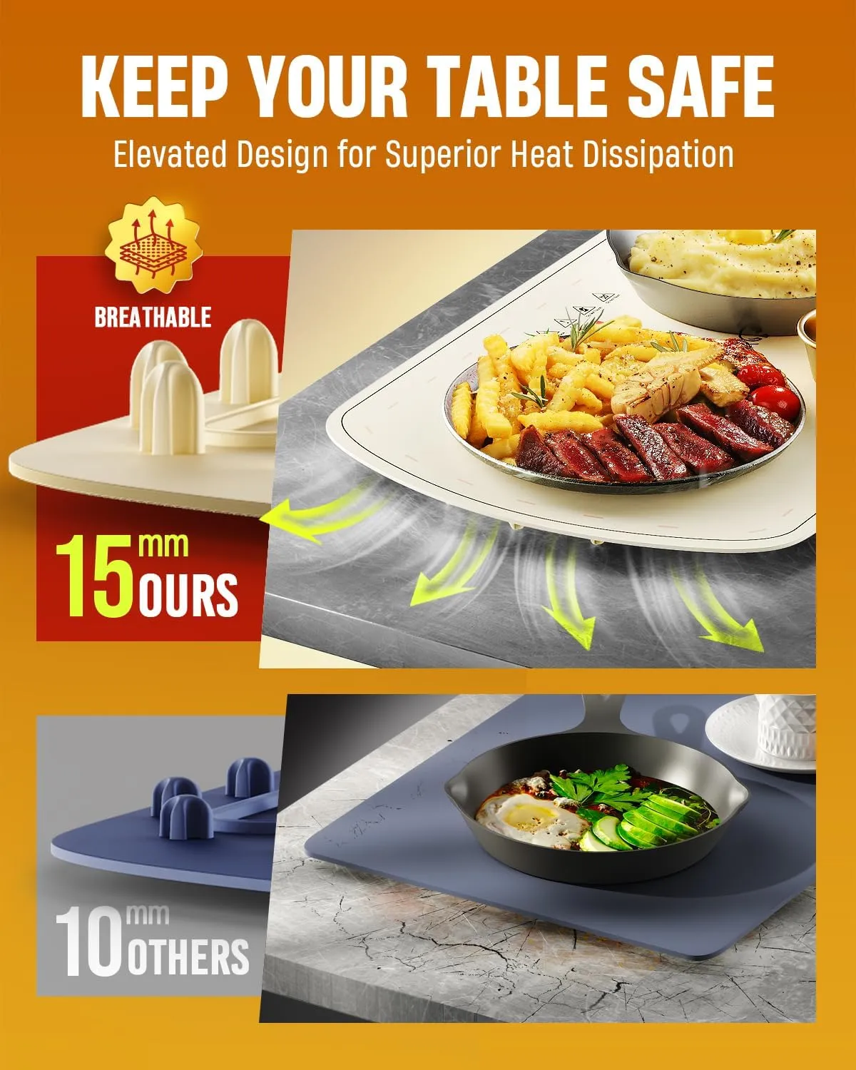 Food Warming Mat for Buffet, VEPOKA Food Warming Mats for Countertop, Silicone Heating Mat with 7 Temperature Levels& Auto Shut-Off, Food Warmers for Parties, Gatherings, Everyday Use