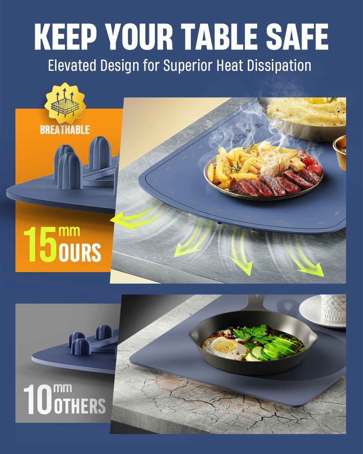 Food Warming Mat for Buffet, VEPOKA Food Warming Mats for Countertop, Silicone Heating Mat with 7 Temperature Levels& Auto Shut-Off, Food Warmers for Parties, Gatherings, Everyday Use