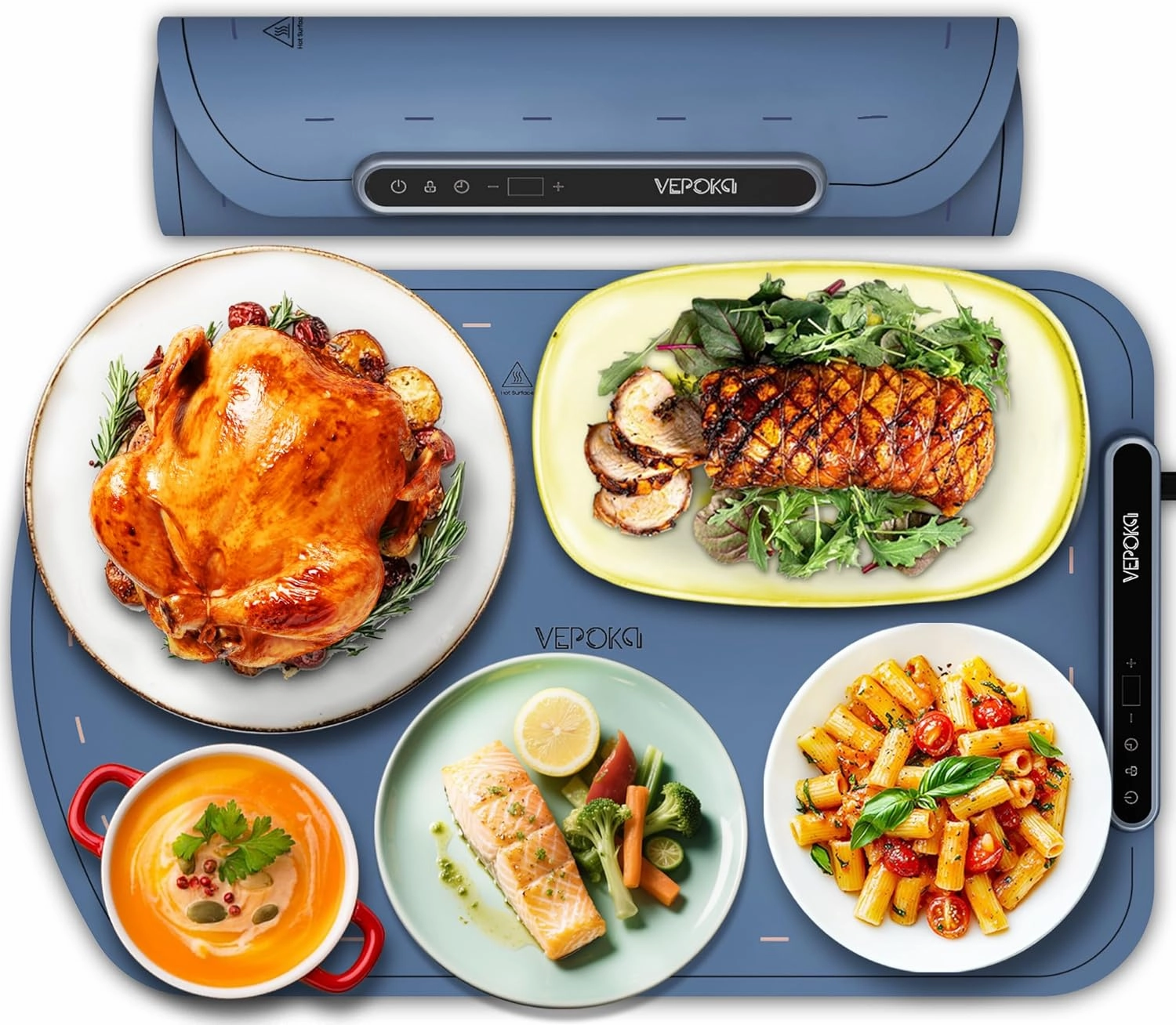 Food Warming Mat for Buffet, VEPOKA Food Warming Mats for Countertop, Silicone Heating Mat with 7 Temperature Levels& Auto Shut-Off, Food Warmers for Parties, Gatherings, Everyday Use