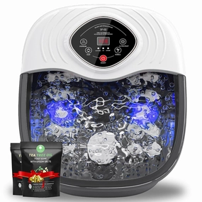 Foot Spa Bath Massager with Heat & Shiatsu -UV, Ozone Bubbles, Includes Spa Epsom Salt Set, Relieves Stress Pain Foot Soaker - Home Pedicure Gift for Mom/Dad, Women/Men