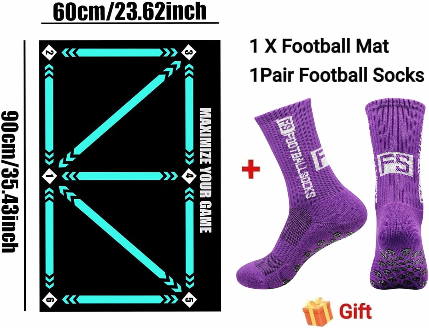Football Footstep Training Mat, Soccer Training Mat, Soccer Train Mat for All Levels, Agility Footstep Training Mat, Non-Slip Silent Equipment for All Ages to Improve Speed, Strength and Coordination